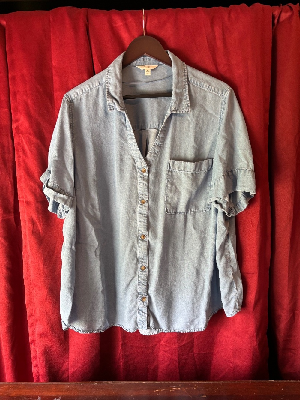 TERRA & SKY WOMEN’S BUTTON FRONT  BLOUSE - Picture 3 of 3